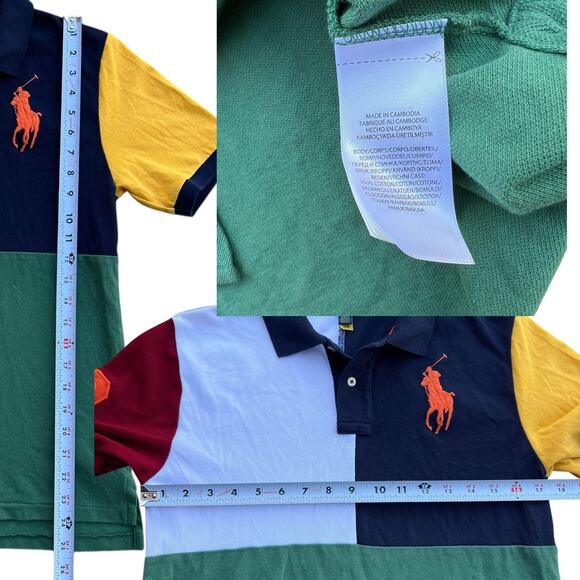 Polo Ralph Lauren Big Pony Patchwork Colorblock Polo Kids Sz L (14/16) - Picture 4 of 5